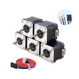 5 Piezas Motor Paso A Paso NEMA 17 Serie E 5-17HE15-1504S 42Ncm 4 Alambres con Cable 1m y Conector